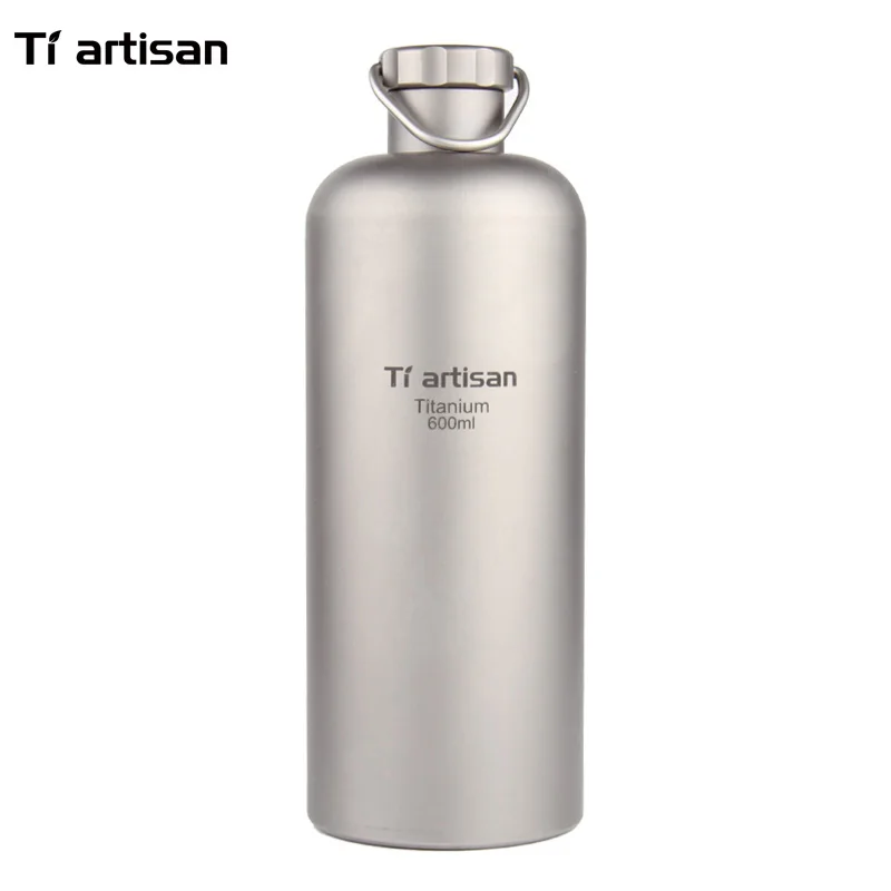 

Tiartisan 600ml Titanium Cycling Water Sport bottle Lightweight Camping Drinkware with Titanium lid and Bottle coat Ta8383