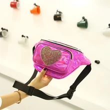 BONAMIE унисекс лазерной Талия пакеты Мода Для женщин через плечо сумка Творческий сердце пайетки Водонепроницаемый чехол на пояс чехол