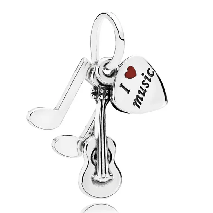 

Authentic 925 Sterling Silver Charm Enamel Love Heart Music Trinity Dangle Charm fit Lady Bracelet DIY Jewelry