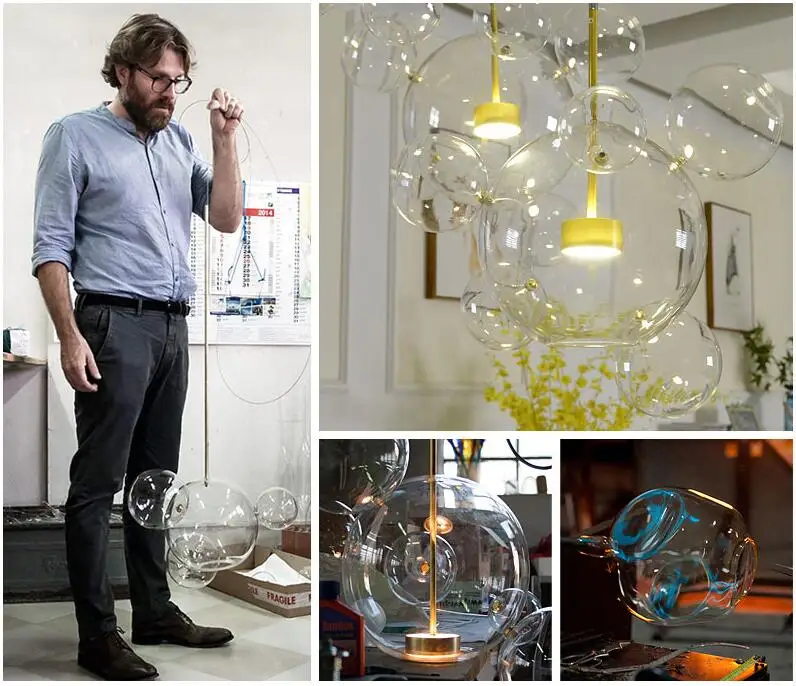 Новые креативные светодиодные подвесные светильники с мыльными пузырями, молекулярные подвесные светильники с стеклянным шаром, стеклянные лампы с Микки Маусом, бар, ресторан