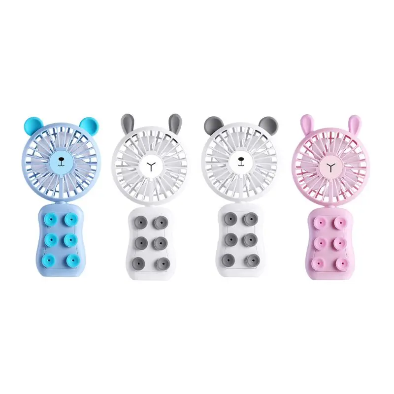 

Cartoon Shape Handheld USB Rechargeable Fan Cellphone Suction Cup Game Holder With LED Light Cooler Portable 2 Speed Adjust