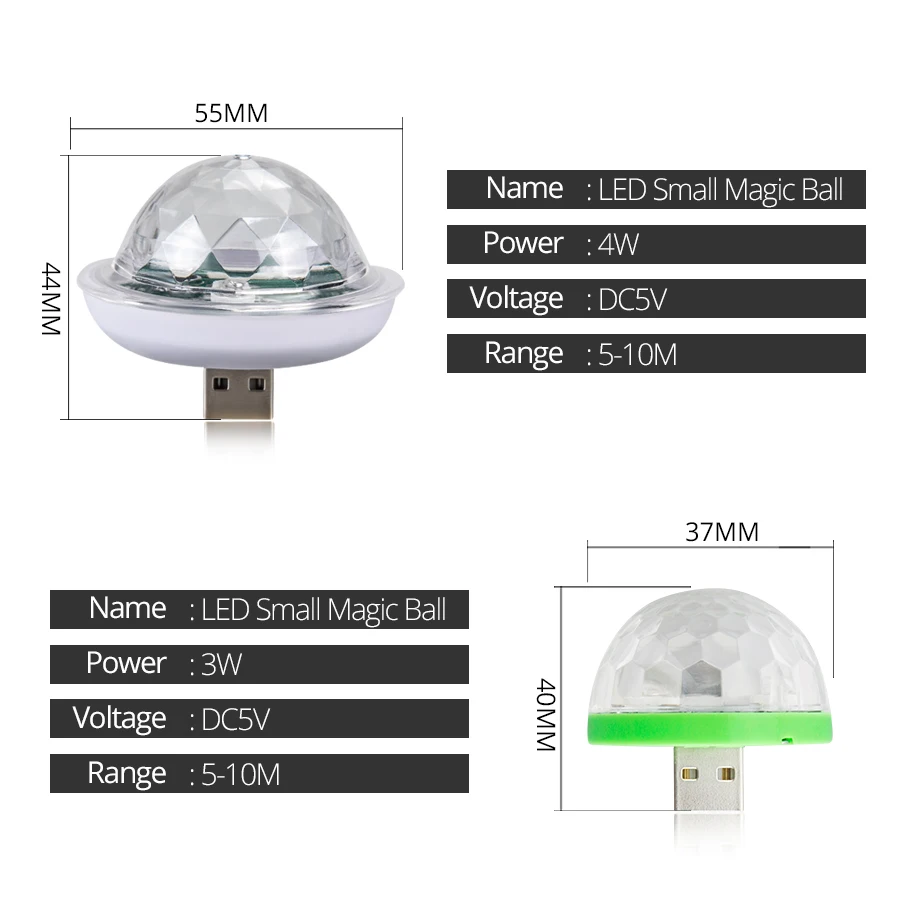Миниатюрный USB светильник для вечевечерние диско 4 Вт 3 RGB волшебный хрустальный