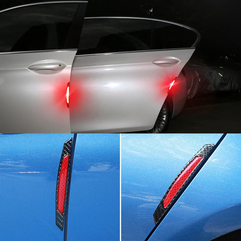

4Pcs/Set Reflective Warning Door Side Edge Protection Anti-Scratch Protector Glue Sticker For Auto Car