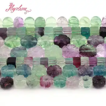 

Natural Stone Beads Square Flower Multicolor Fluorite Beads For DIY Necklace Bracelat Earring Jewelry Making 15" Free Shipping