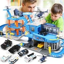 3D гоночный трек для парковки, сборная железная дорога, Обучающие игрушки, автостоянка/Пожарная служба/полицейский участок