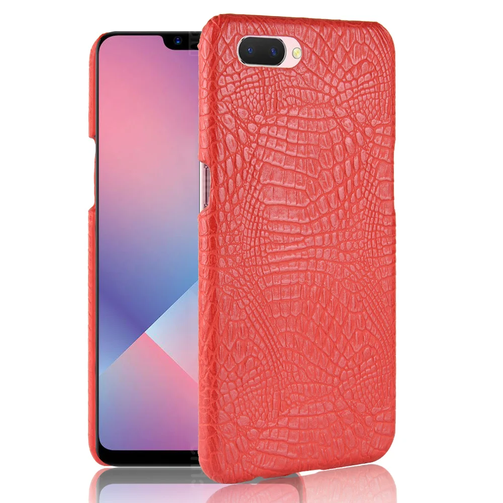 Крокодил Жесткий чехол для OPPO A5 A3S крокодил Чехол задней панели Роскошный кожаный