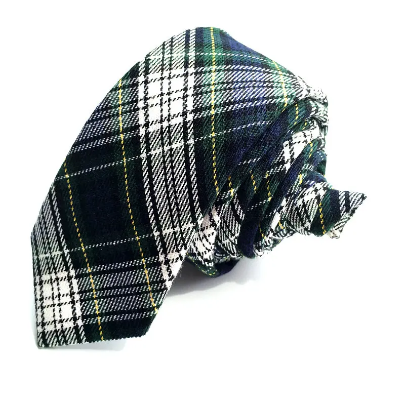 Высокое качество Классический Клетчатый 5,5 см Мужской Хлопковый галстук сине-зеленый(1 шт./лот) галстуков