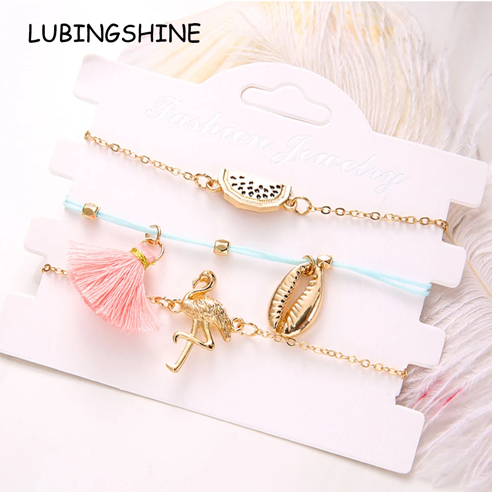 

3 Pcs/Set Multilayer Bohemian Bird Tassel Charms Bracelets Sets For Women Shell Weave Rope Chain Bracelet Jewelry Gifts