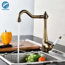 Смеситель для кухни на бортике поворотный носик античный медный кухонный миксер кран с керамической ручкой кухонный кран золотой кран для раковины Torneira