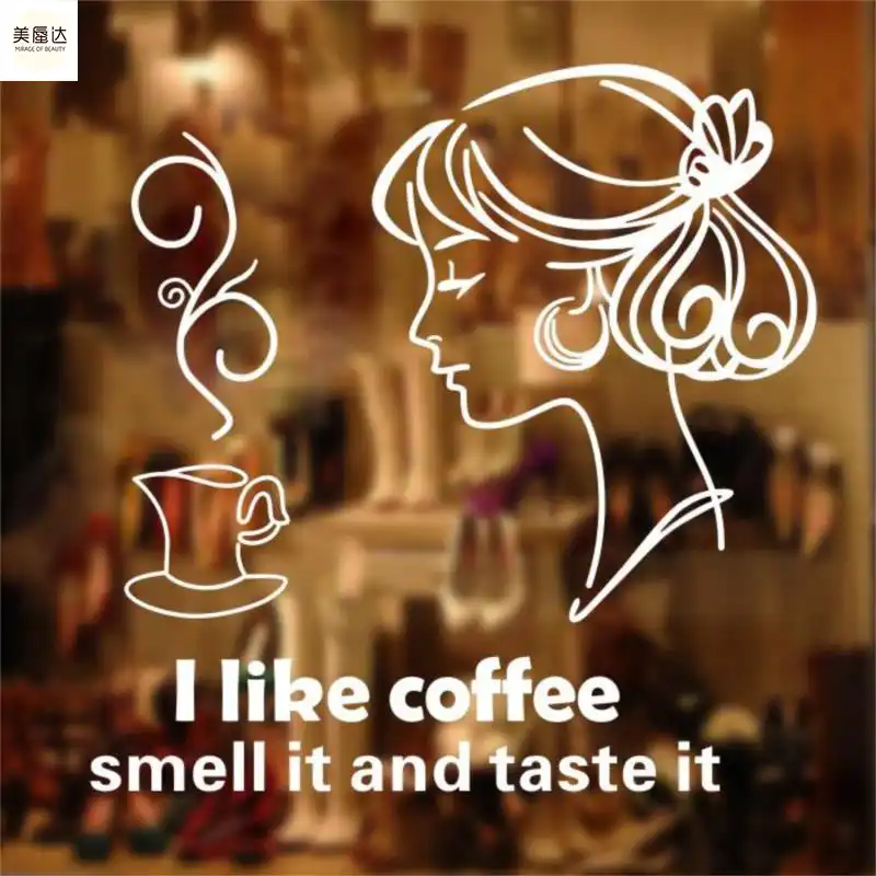 I Love Coffee Restaurant Milk Tea Shop Wall Stickers Wallpaper