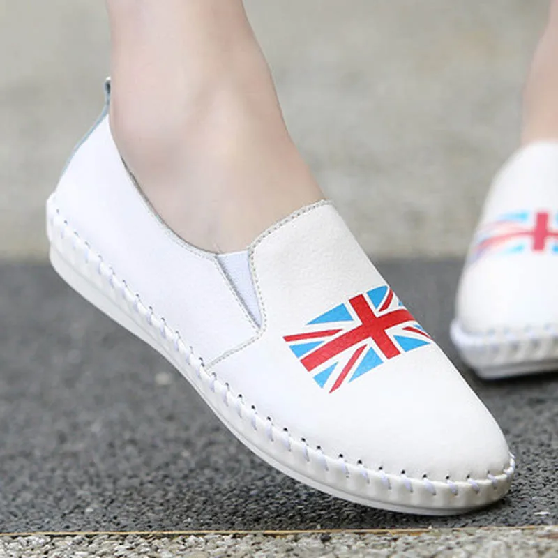 white Rond Profonde Femmes De Black Appartements Mode Véritable on Mocassins Mesdames Chaussures Slip Casual Bout Cuir Vache En Femme Bouche xqz1vSwH
