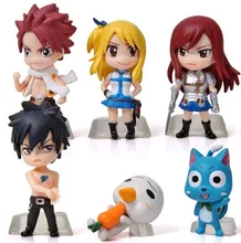 6Pcs Set Anime Cartoon Character Fairy Tail Natsu Gray Lucy Erza Figure Action Doll Toys Great