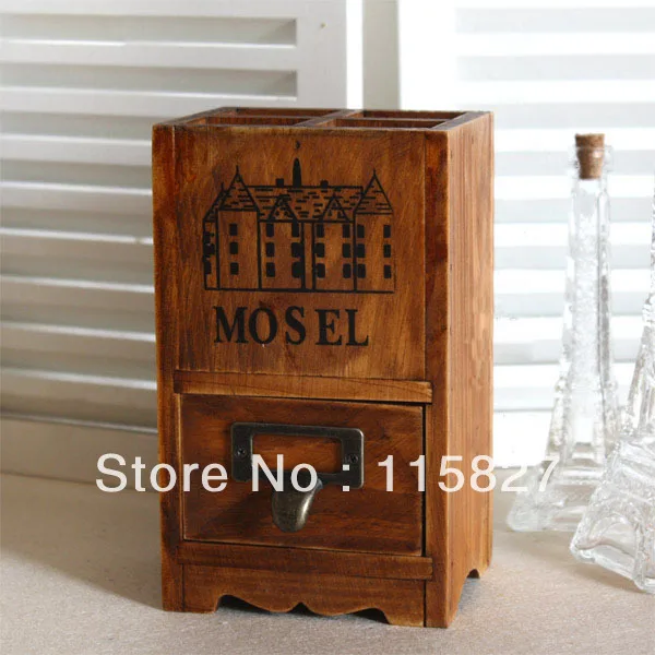 

Min order$20(mixed items) Wooden box with drawer wooden storage box wooden pen holder cabinet