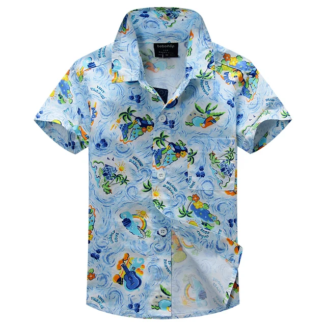 Algodón 100% camisa floral hawaiana camisa para niño T1505