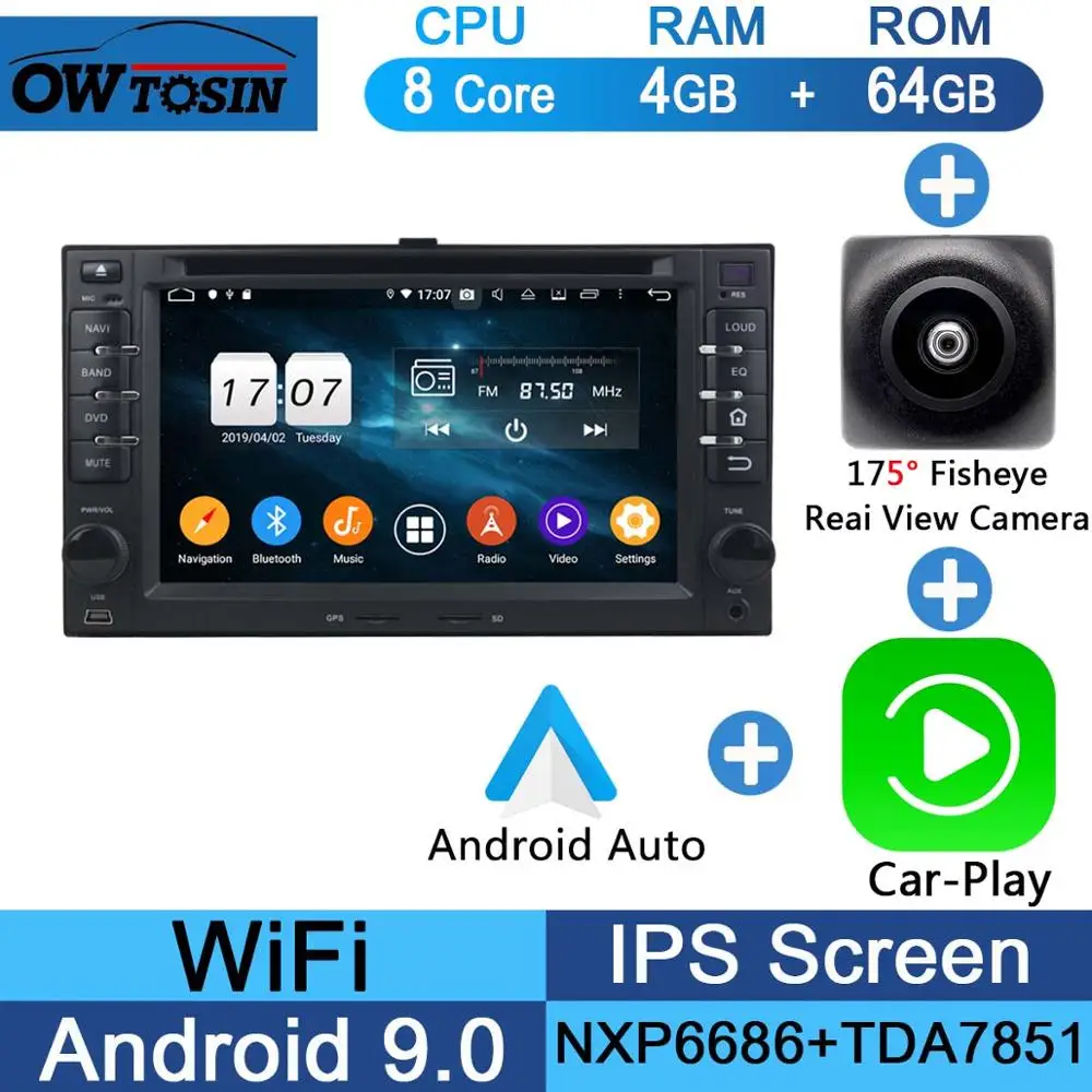 " ips 8Core 4G+ 64G Android 9,0 Автомобильный DVD Радио gps Navi для Kia CEED Cerato Carens Carnival Lotze Morning Rio Optima DSP CarPlay - Цвет: Fisheye Carplay n A