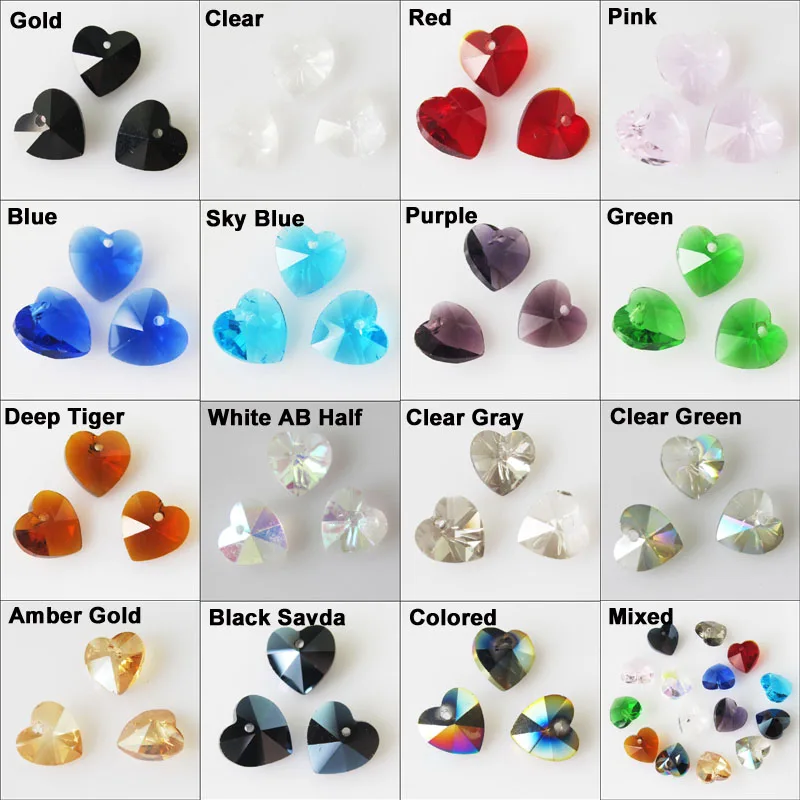 

New 10Pcs Faceted Heart Glass Crystal Rondelle Spacer Beads Charms 10mm