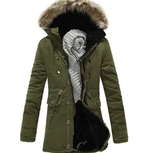 Мужские пальто, Зимняя Мода, новая мужская теплая куртка с меховым капюшоном, толстая, с хлопковой подкладкой, мужские Длинные парки, верхняя одежда T283