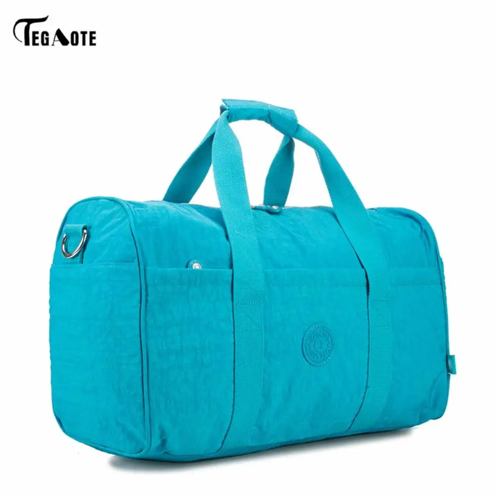 TEGAOTE, мужские дорожные сумки, черный багаж, нейлоновые дорожные сумки, портативные дорожные сумки, водонепроницаемые, выходные сумки, большая сумка - Цвет: Blue