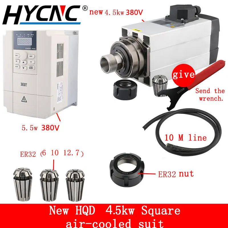 HQD 4,5/6.0kw квадратное воздушное охлаждение+ Преобразователь частоты+ пинцеты комплект - Цвет: 4.5kw 380v