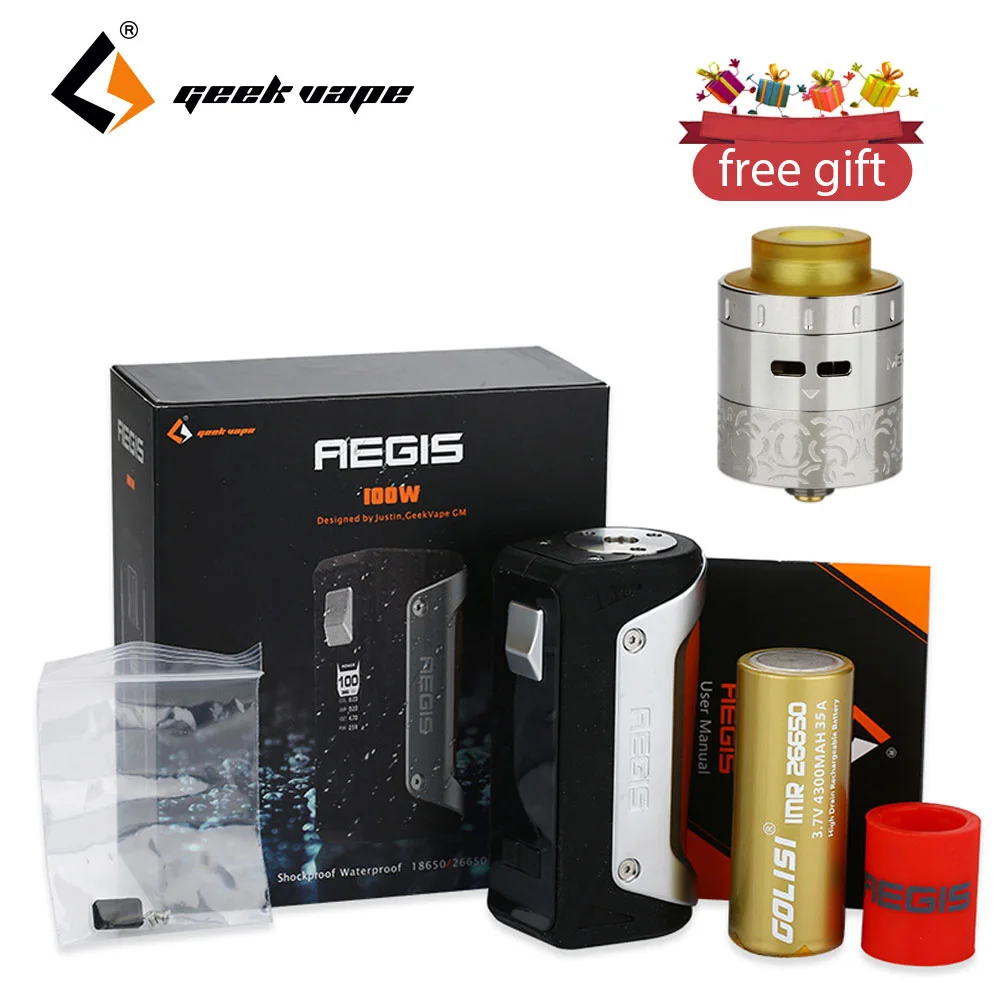 100W Original GeekVape Aegis TC Box MOD with Medusa RDTA Tank 3ml Free Gift & 26650 Battery 4300mAh Long Time Vape E-cig Box Mod 100W Original GeekVape Aegis TC Box MOD with Medusa RDTA Tank 3ml Free Gift & 26650 Battery 4300mAh Long Time Vape E-cig Box Mod