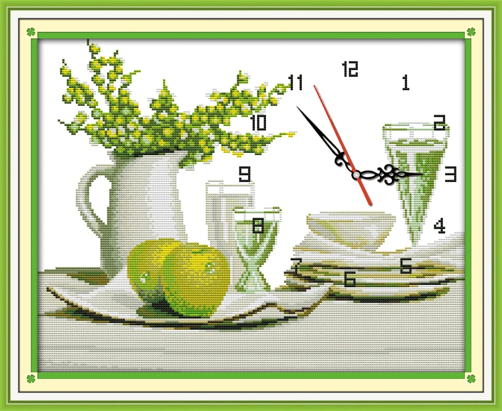 

Cool summer cross stitch kit 14ct 11ct count print canvas wall clock stitching embroidery DIY handmade needlework