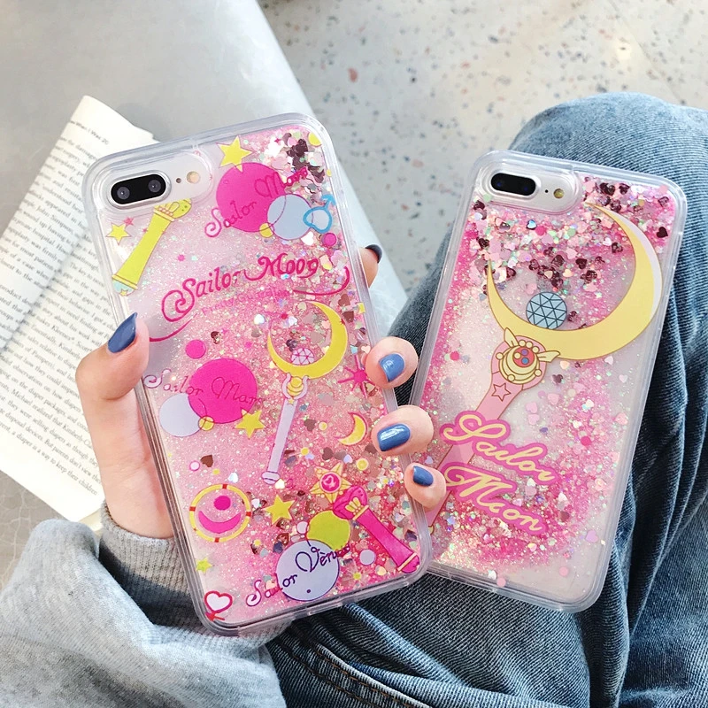 

Brand new mobile phone shell quicksand liquid mobile phone shell for iphone 7 8 case For iphone 6 6s plus X XR Xs max covre case