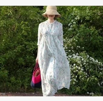 

High-end quality original design new products in the summer of 2018, cotton linen dresses of loose big yards