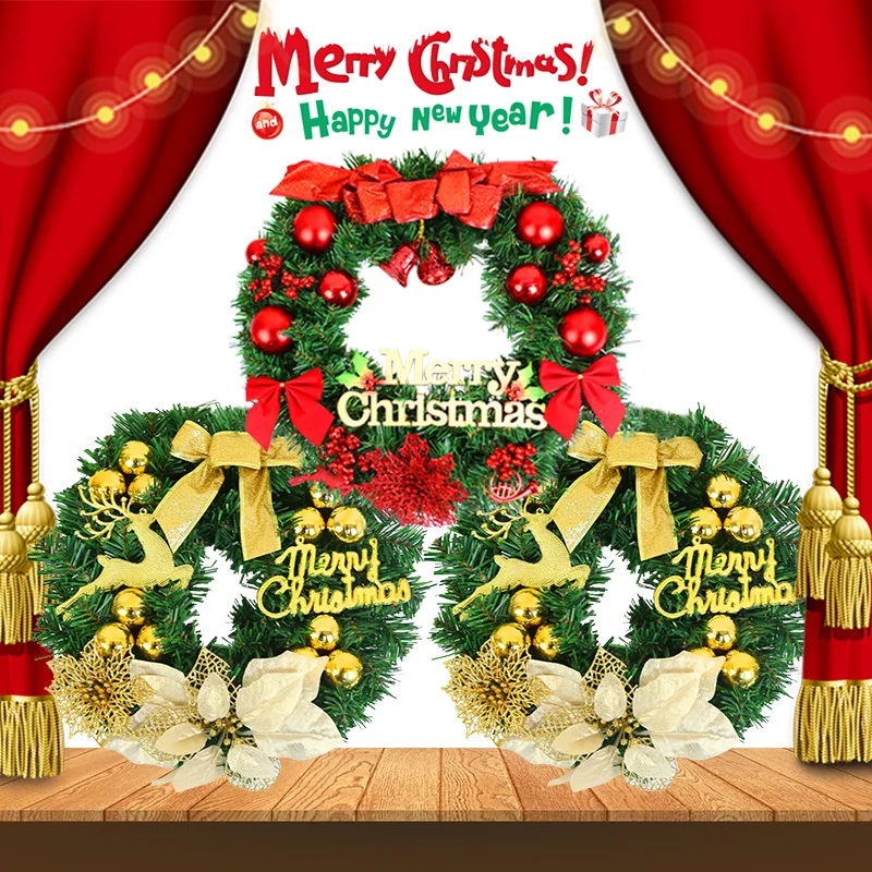 

Hot Selling Newest 2019 Christmas Decorations Wreath Christmas Wreath Door Window Decoration Supplies Creative Christmas Gifts