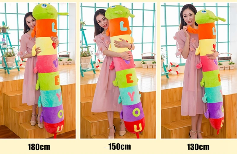 Colorful Lovely Soft Fat Cartoon Caterpillar Plush Pillow Large Stuffed Anime Caterpillars Toy Animal Doll Cute Gift Decoration 180cm DY50090 (11)
