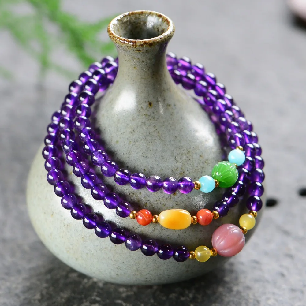 

20 Styles Handmade Authentic Purple Lavender Crystal Beads Bracelets Natural Crystal Unisex
