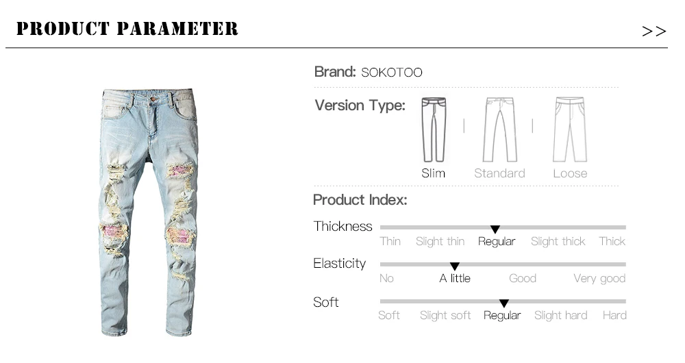 Sokotoo для мужчин Лоскутная бандана Пейсли печатных байкерские джинсы светильник синие дырки рваные обтягивающие стрейч джинсовые штаны