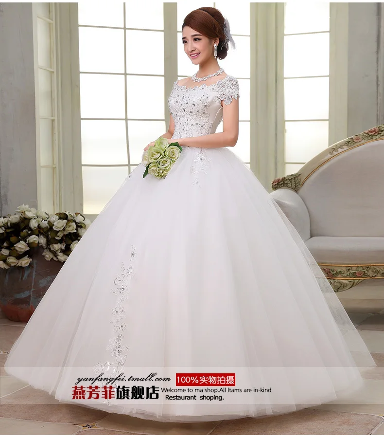 2015 novia del invierno vestido de boda con diamantes hasta los pies
