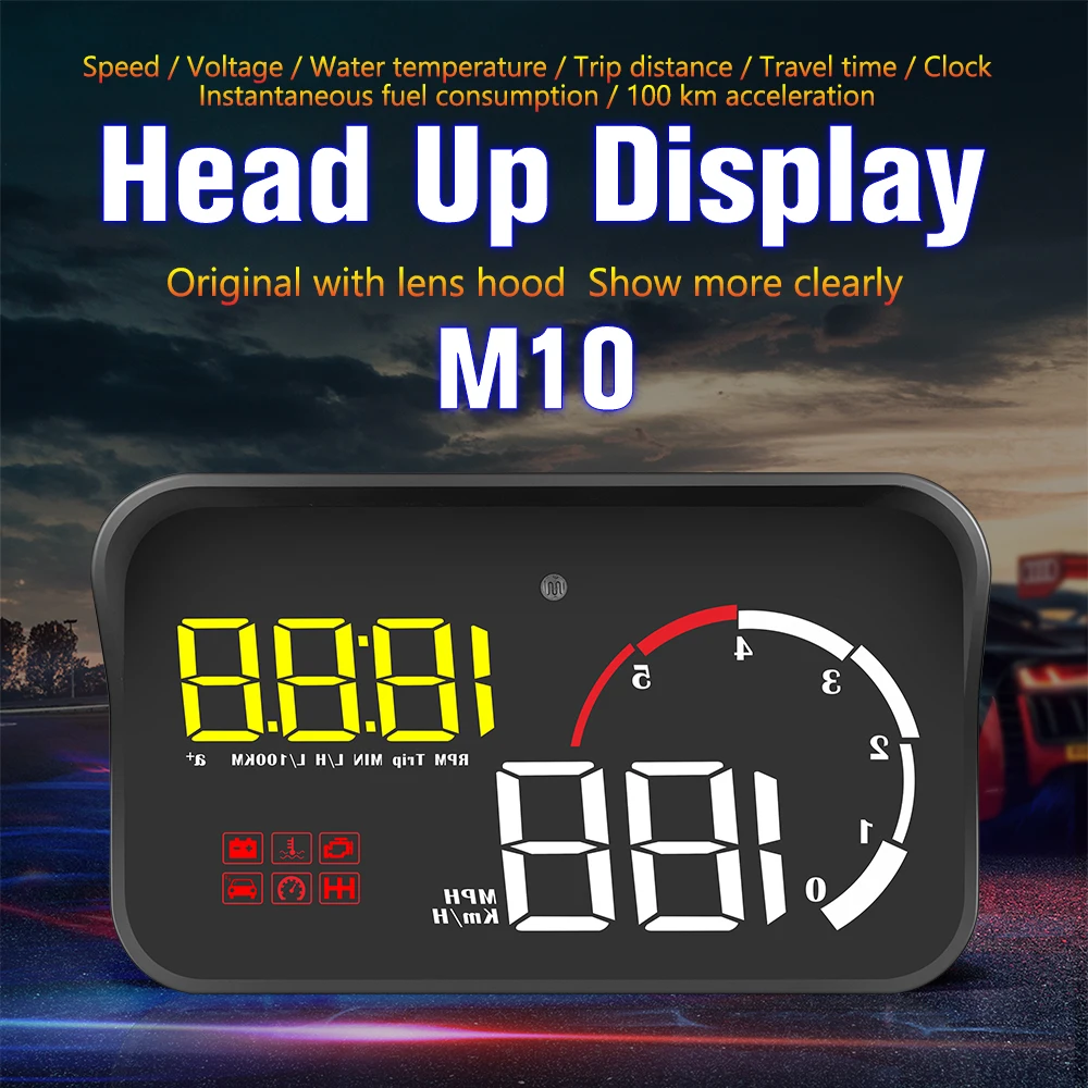 Автомобильный HUD Дисплей M10 OBD2 OBDII превышение скорости Предупреждение Системы проектор для ветрового стекла автоматический электронный Напряжение сигнализации