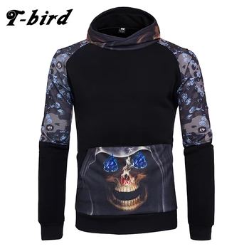 

T-bird Men Hoodie Skeleton 3d Printing Hoodies Male Hip Hop Sweatshirt Pullover 2017 Brand Fashio Winter Cotton Sportswear JKXMS