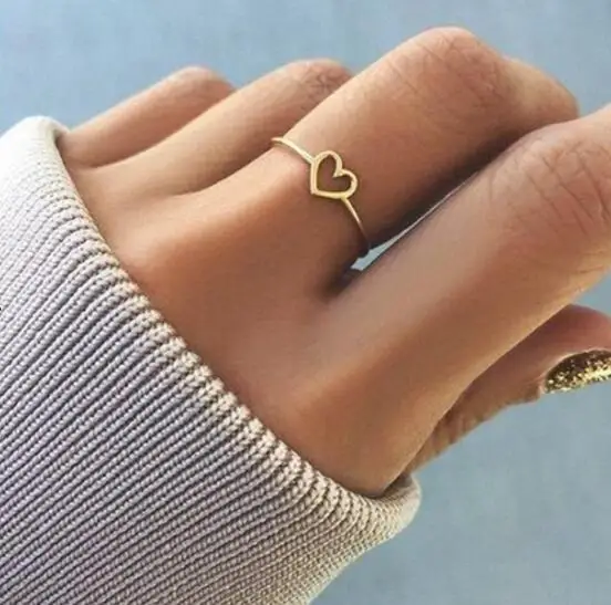 Fashion Hollow Heart Finer Rings alloy rose gold silver color Elegant