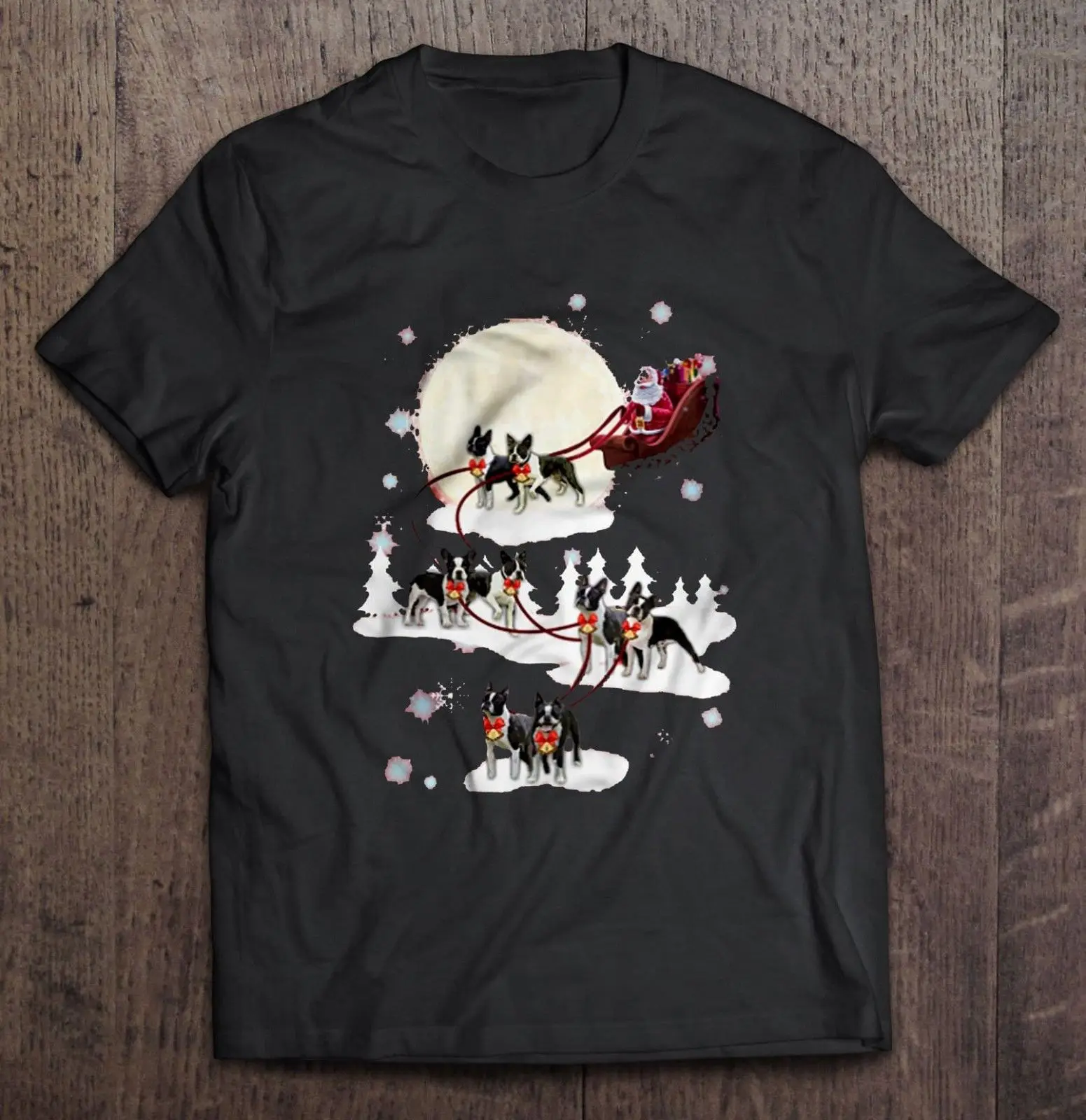 

Boston Terrier Santa Claus Christmas Tshirt Reindeer Christmas Is Coming