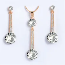 Женский Сверкающий Круглый кристалл горного хрусталя ожерелье серьги набор очаровательный свадебный ювелирный набор очаровательные ювелирные изделия