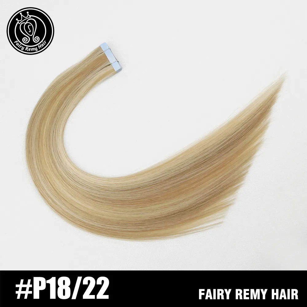 P18/22 Сказочные волосы remy на ленте, человеческие волосы для наращивания, 18 дюймов, натуральные волосы с неповрежденной кутикулой, на Клейкой Ленте, искусственная кожа, пряди для наращивания, невидимые, 40 г - Цвет: P18/22