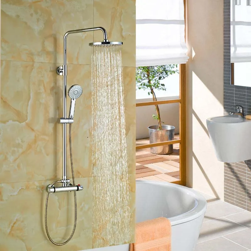 

Chrome Thermostatic 8" ABS Rain Shower Head + Hand Sprayer