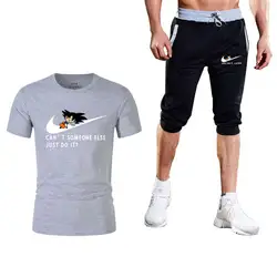 Новинка 2019 Лето Высокое качество наборы Dragon Ball футболка + Брендовые мужские шорты одежда комплект из двух предметов спортивный костюм
