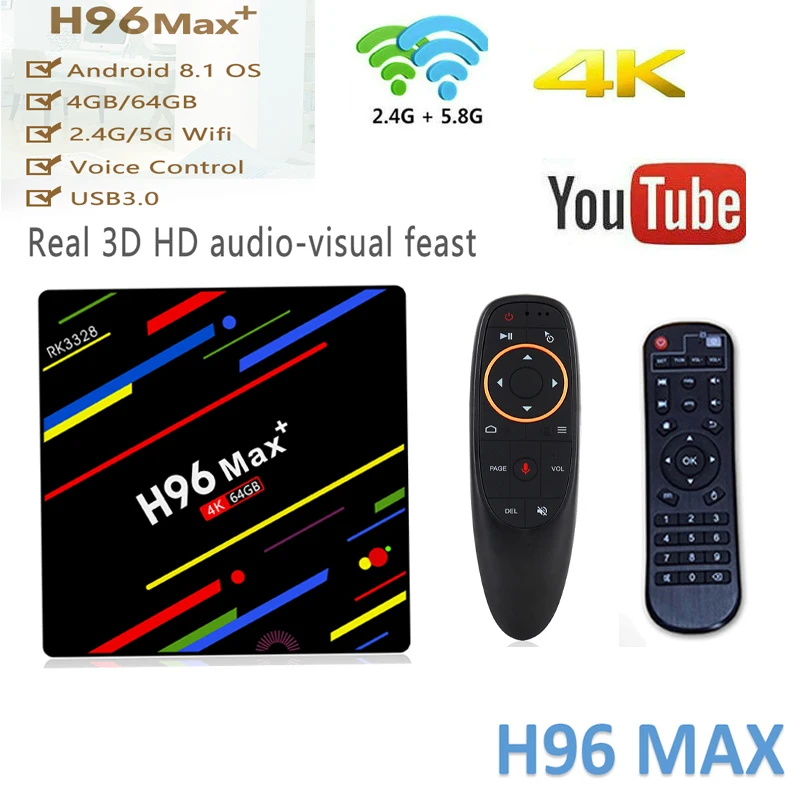 Android 9 0 4GB 64GB 4K ТВ бокс H96 MAX Plus RK3328 телеприставка 2 4G/5G wifi USB 3 Поддержка IPTV m3u android