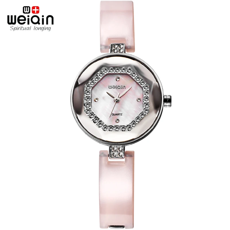 

WEIQIN Brand Personalized Shell Band Rhinestone Silver Watches Women Fashion Luxury Quartz Watch Ladies Analog Dress Watch Clock