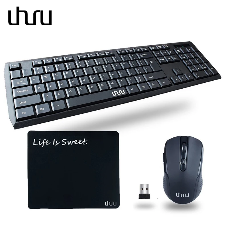 

UHURU Wireless Keyboard Mouse Combo With Mouse Pad 2.4GHz Slient Full-size Keyboard And Mouse for Windows Notebook PC Smart TV