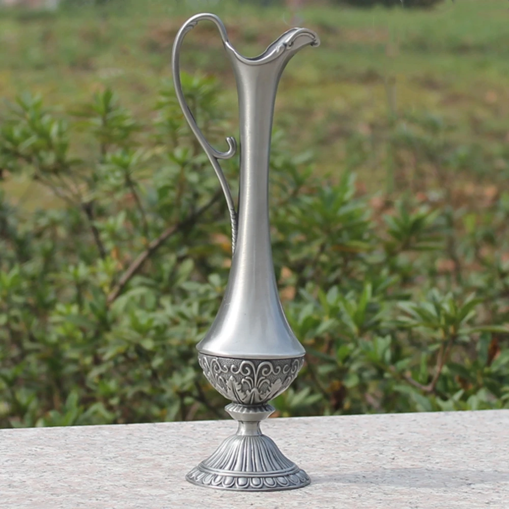 pewter plated metal flower vase for home decoration