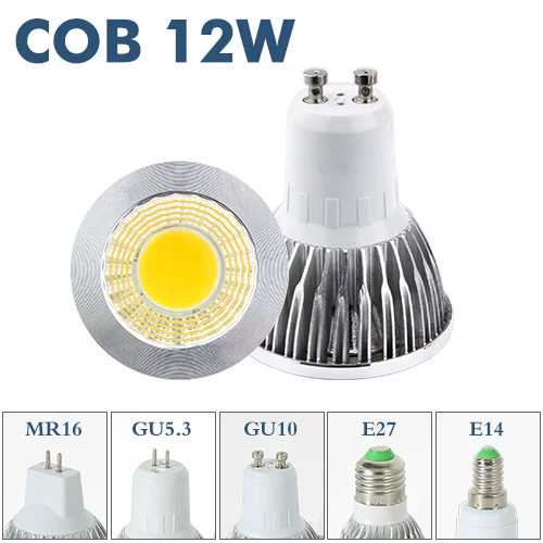 Светодиодная лампа Точечный светильник MR16 GU10 E14 E27 точечная лампа cfl лампада диод 3 Вт 220 В 110 В GU5.3 2835 SMD для домашнего декора энергосберегающая - Испускаемый цвет: COB 12W