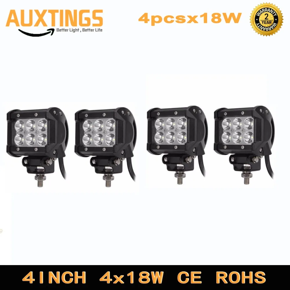 4pcs 2pcs LED 18W Work font b Lamp b font 4 Inch Light Bar 24v 12V