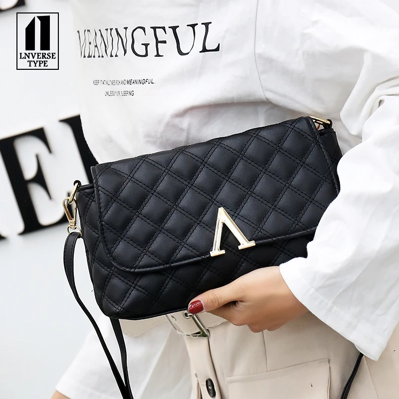 

Lingge casual ladies shoulder bag women handbag Shoulder Messenger Bag V word rhombic embroidery female bags women's bags