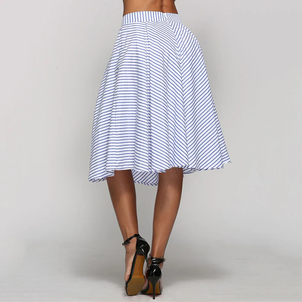 Women Sky Blue Skirts 2018 Summer Preppy Style Expansion