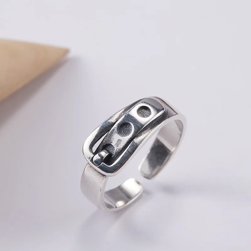 Belt ring man S925 silver rings for men fashion jewelry high quality punk style original ring resize ring free size