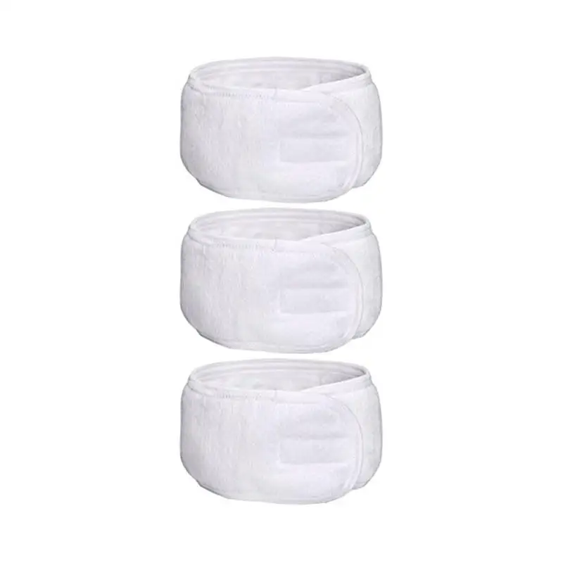 

3pcs Self-Adhesive Spa Make up Headband Terry Cloth Headband Stretch Yoga Sport Headband Shower Headband White